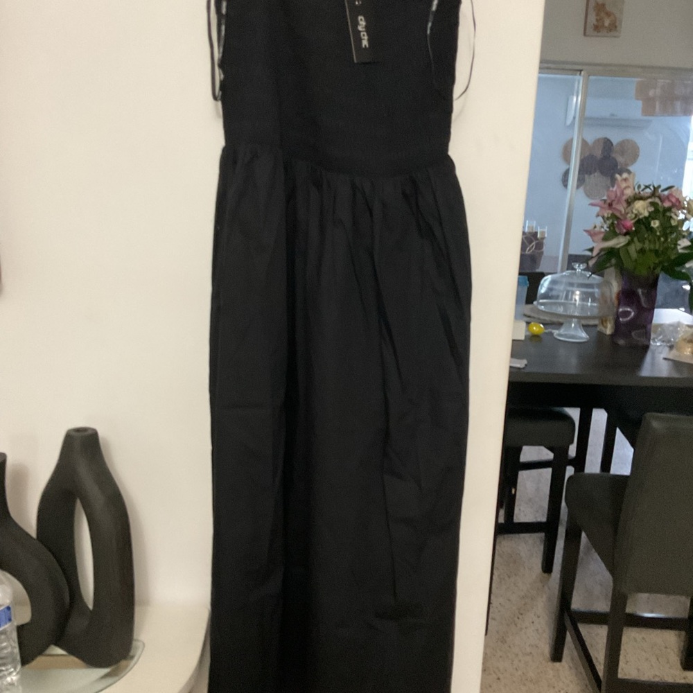 City Chic Black Maxi Dress with Strappy Bodice with pockets size M